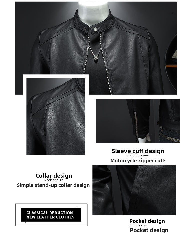 Mens Biker Artificial Fur Leather Jacket