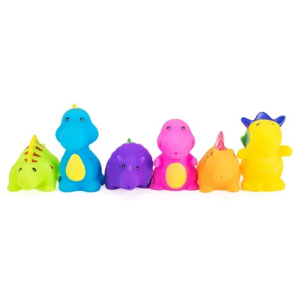 Bath Toys Bathroom Toys For Kids Rubber 6Pcs Silicone Dinosaur Baby Bath Toys Cute Animal Water Bathing Shower Fun Toy #20