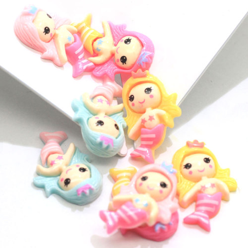 Caroon Kawaii Coda di Pesce Principessa Flatback Resina Cabochon Flatback Scrapbooking Abbellimenti Artigianali FAI DA TE Accessori per Fiocco Dei Capelli