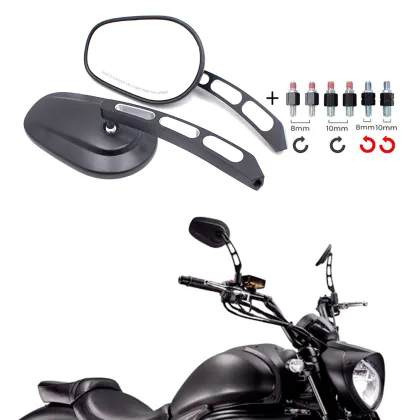 CNC Aluminum Motorcycle Mirrors - Universal Rearview Side Mirrors for Cruisers