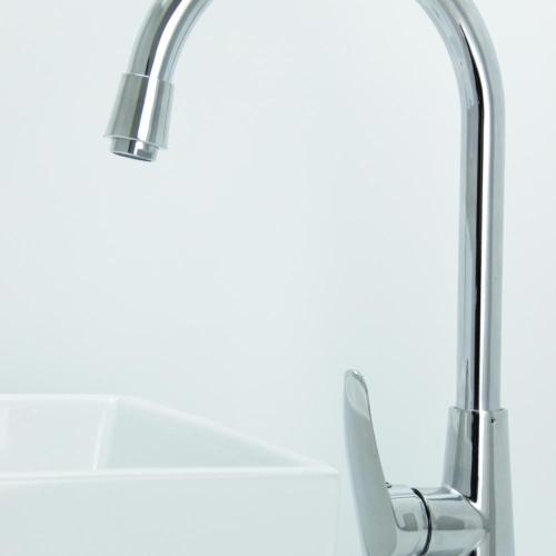 Modern Sanitary Ware Long Neck Flexible Nickel Brushed Brass Pull Out Kitchen Sink Faucet Mixer Tap