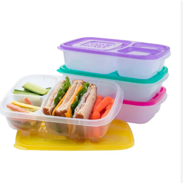 Reusable Bento Lunch Box with 3 Compartments for Food Storage and Takeaway