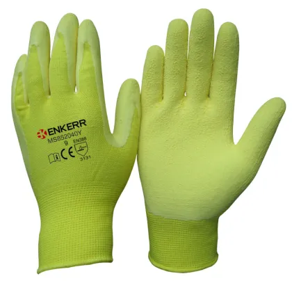 13G bamboo glove yellow latex foam gloves