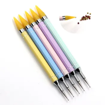 Wholesale Double Head Metal Crystal Handle Stainless Steel Nail Dotting Pen