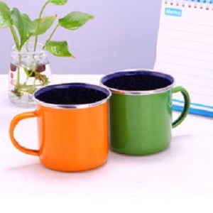 Stainless steel rim enamel travel mug