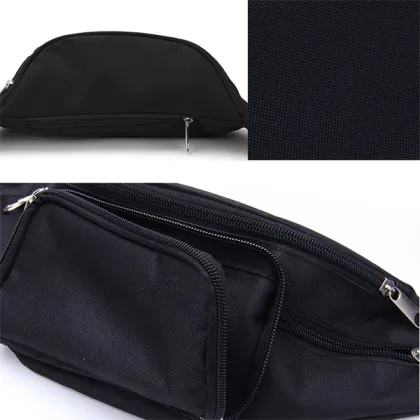 Lightweight Black Zippered Simple Waist Fanny Bag