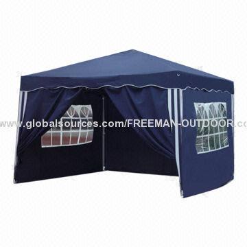 3x3m polyester gazebo with side walls and windows