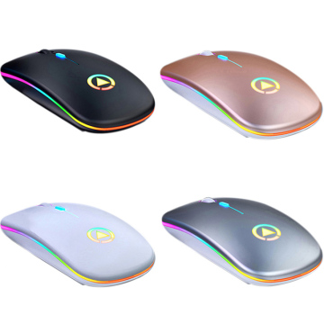 Ultra-Thin Mini A2 Wireless Rechargeable Silent Mouse with LED Lights