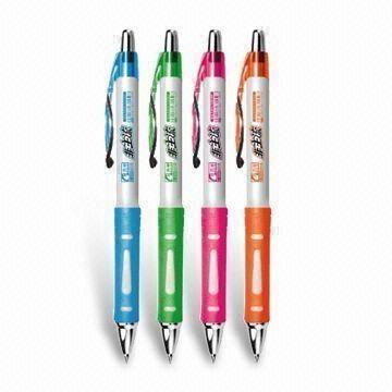 Click Type Ballpoint Pen with Metal Clip, Rubber Grip and 0.5mm Tip