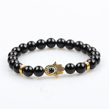 Black onyx hamsa hand natural stone bead bracelets latest jewelry