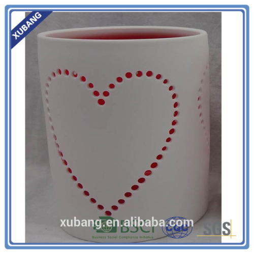 Heart pattern design Ceramic Candle Holder for valentines day gifts