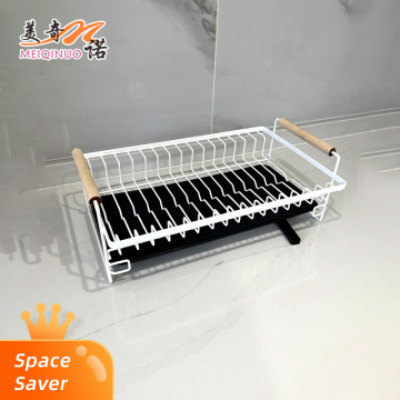 Égouttoir à vaisselle à un étage avec poignée en bois