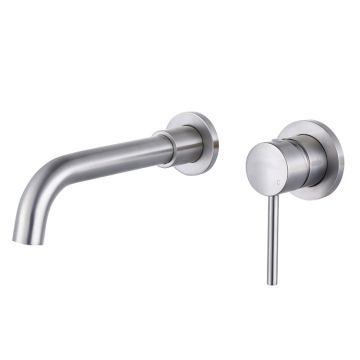Brush Nickel Bathroom Basin Mixer Tap Faucet with 2 Hole Single Level Installation
