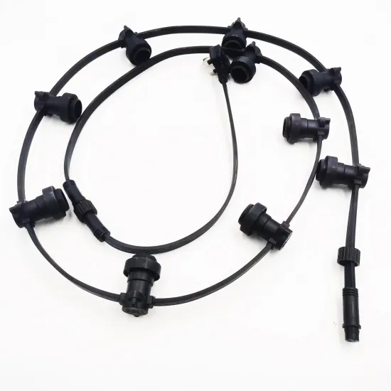 British Standard 2*1.5 IP65 Connectable Rubber E27 Vintage Patio Flat Lamp String Light