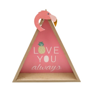 Wall mounted Triangular framed wood wall Shelf Flamingo