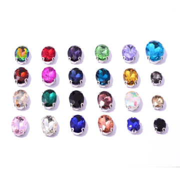 Wholesale Sparkly Sew-On Rhinestones: Oval Glass Crystals with Metal Prong Settings
