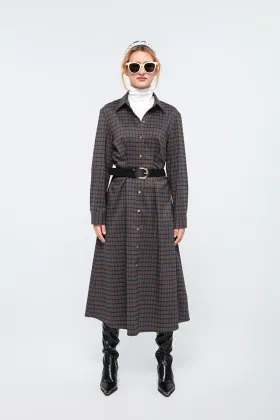 Autumn Women Plaid shirts dress