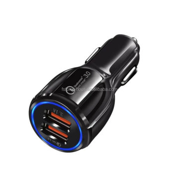 Portable Qualcomm Fast Charger 2 Port USB Car Charger with Quick Charge 3.0