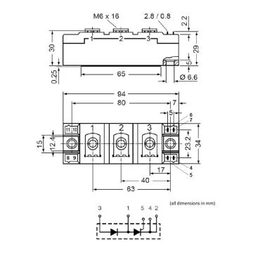 High reliability MFC200 1600V thyristor diode module