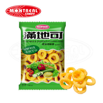 Vegetable chicken flavor crispy snacks ring puffed food