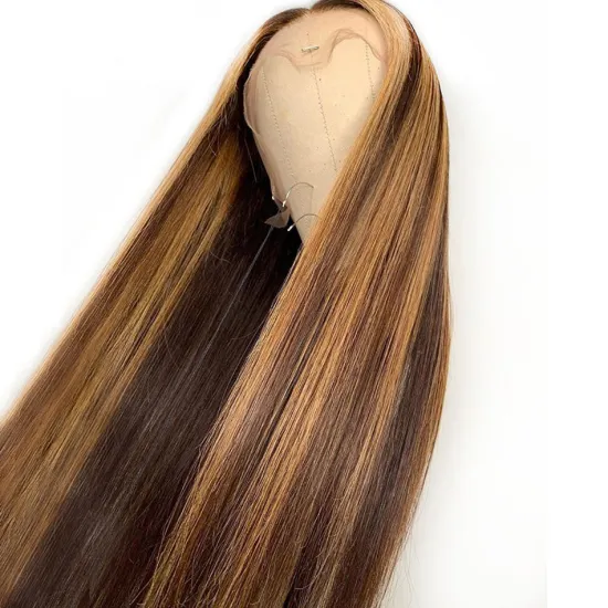Msbeauty Human Wig Vendor Highlight Brown Wig Ombre Color Malaysian Virgin Cuticle Aligned Human Hair Wig HD Lace Front Closure