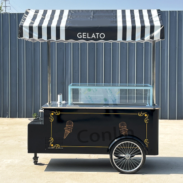 CE được chứng nhận 6 xe đẩy gelato đẩy tay với điện lạnh thương mại