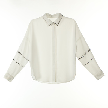 Beads Attached Polyester Long Shirts