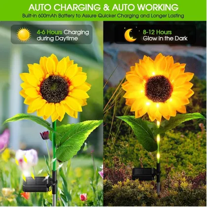 Sunflower Solar Garden Lights - Waterproof Outdoor LED Landscape Lights