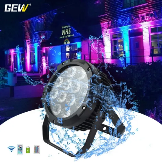 GEVV Professional IP65 Rechargeable LED Par Light - 12pcs 12*18W DJ Equipment