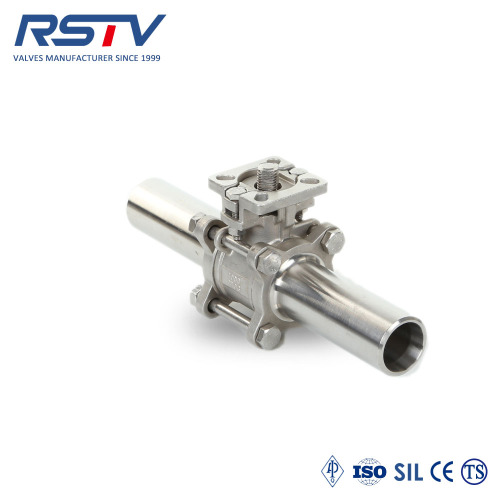 3PC long welding ball valve with ISO5211 mounting pad