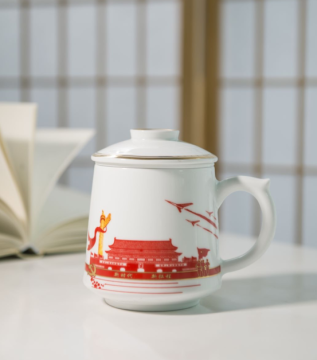 ceramic  red and white mugs