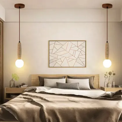 Modern Simple Stone Bedside Pendant Light for Bedroom/Kitchen