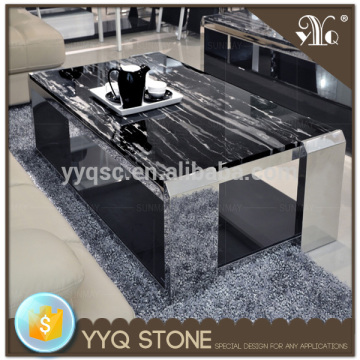 Chinese marble black silver dragon marble table with white veins