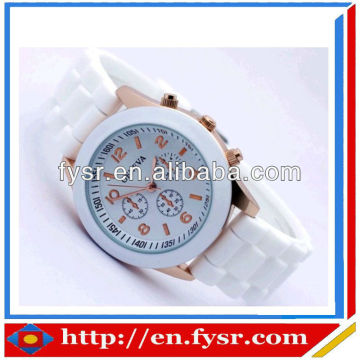Hot Sale Silicone Quartz Geneva Brand Rose Gold Women Watch