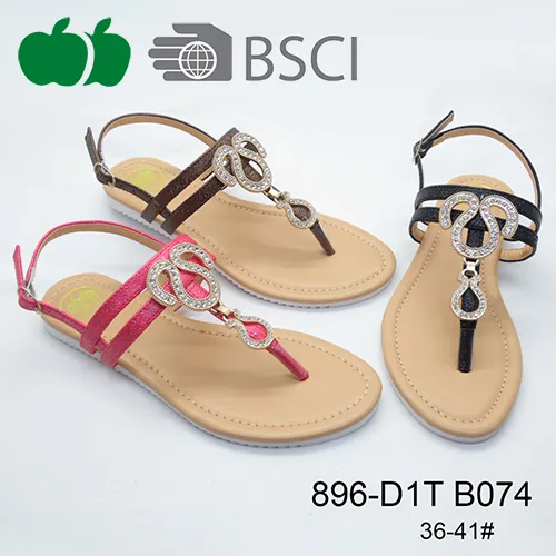 New Style Sexy Lady Beautiful Flat Sandal with Tpr Sole