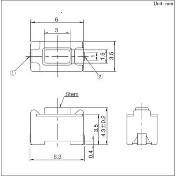 Công tắc gắn bề mặt với lực hoạt động 1,57N