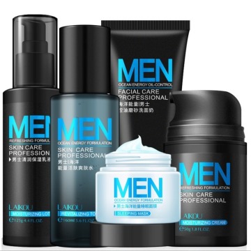 LAIKOU Men Skin Care Set Moisturizing Acne Treatment Oil Control Shrink Pores Day&Night Face Cream 5PCS Male Face Care Set