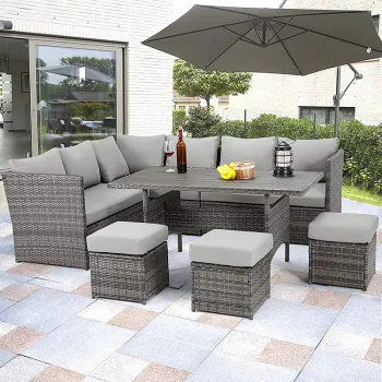 Outdoor Sectional Sofa Set: Wicker Rattan 7-Piece Patio Furniture Collection