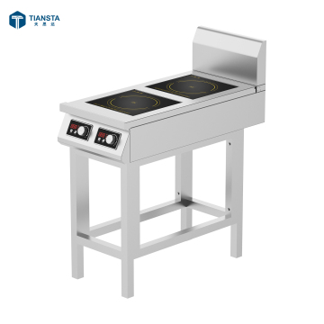 Freestanding Commercial Restaurant Range with Double Induction Cookers and 2 Hobs