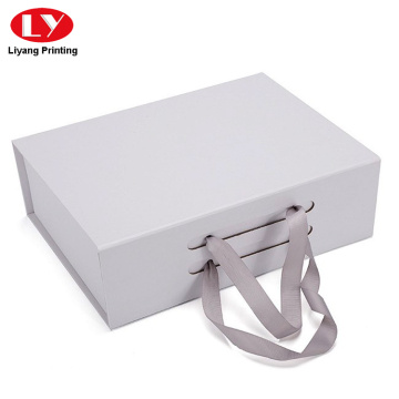 Matte gift folding box packing with ribbon closure