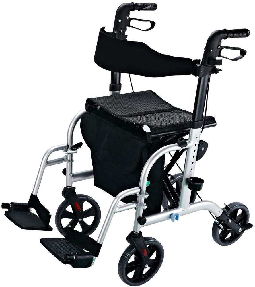 Transitstuhl & Rollator mit Fußstütze und Sitz