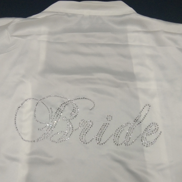 Jubah Perkahwinan Bling Custom: Rhinestone Satin Silk Bridemaid &amp; Bride Bath Robe