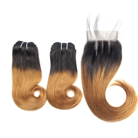Long last durable remy ethiopian omber human hair straight tip style with lace closure