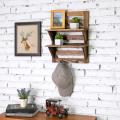 Wall Shelf Rustic 2-Tier Wood Wall Mounted Storage Shelf Hooks Supplier