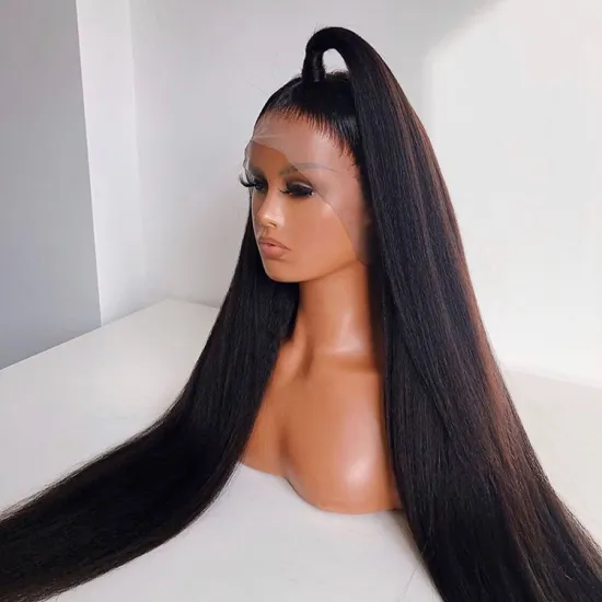 Virgin Human Hair Silky bone Straight Malaysian human hair 30 inch frontal wig pre pluck lace wig