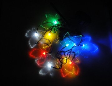 Colorful solar strip light qualitied solar panel+10 maple leaf Led +4.5M length Cable using for christmas,festival decoration