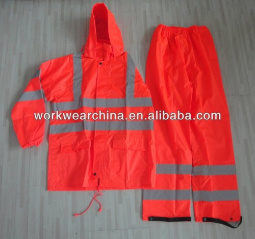 Orange rain coat high visibility