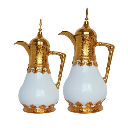 24 Hour Insulated Luxury Arabic Silver & Gold Dallah Coffee Pot Flask