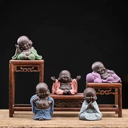 Ceramic Buddha Figurine Tea Pets - Happy Maitreya Buddha Statue Accessories