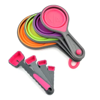 Rainbow Colorful Heat Resistant Silicone Measuring Cups and Spoons Set for Kitchen Cooking Baking